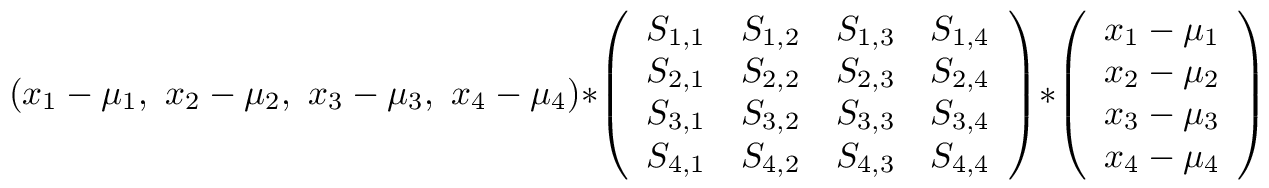 d = (x-m)^T * S^-1 * (x-m)